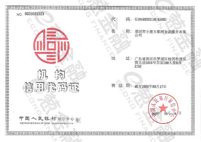 机构信用代码证